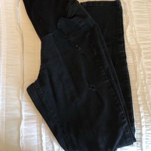 Distressed black skinny jeans - maternity